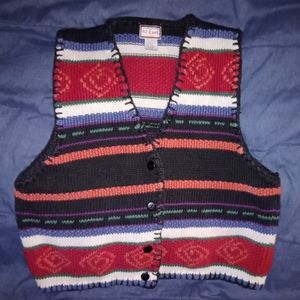62 East Bohemian Boho Sweater Vest Colorful Size Large